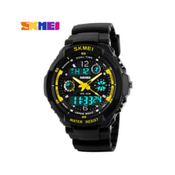 Kids Shockproof Waterproof Digital Watch Outdoor Boy Sport - Yellow L Adult