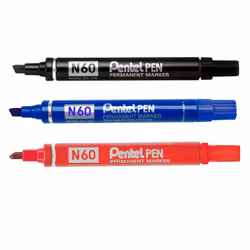 Pentel N60 Permanent Marker Pen - Chisel Tip - Black Ink - Single