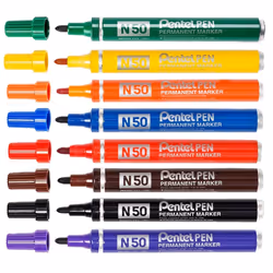 Pentel N50 Permanent Marker Pen - Bullet Tip - 1.5-2mm - Yellow Ink - Single