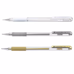 Pentel K118 Hybrid Gel Grip Rollerball Pen - Metallic Gel Ink - 0.8mm Nib - Silver - Single