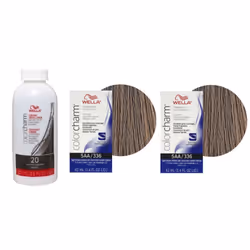 3.6oz) Wella Color Charm Permanent Liquid Color | Wella Permanent Hair Dye - 5AA+5AA+Developer (Vol. 20