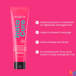 Instacure Anti-Breakage Leave In Cream, For Damaged Hair, Repairing Formula, With Citric Acid and Squalane, Strengthens From the Inside, Smooths and