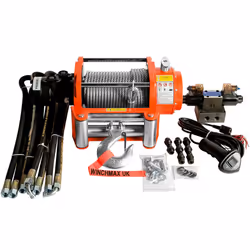 10,000lb Hydraulic Winch. 25m x 9.1mm Steel Rope. 12V System.