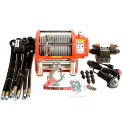 15,000lb Hydraulic Winch. 25m x 12mm Steel Rope. 12V System.