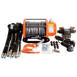 15,000lb Hydraulic Winch. 25m x 12mm Dyneema Rope. 12V System.