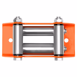 WINCHMAX Roller Fairlead, Small, Orange. Zinc Plated Rollers.