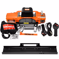 13,500lb 'SL' 12V Winch. 24m x 9.5mm Steel Rope. Flat Bed Mounting Plate.