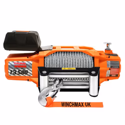 13,500lb 'SL'  12V Winch. 24m x 9.5mm Steel Rope. Flat Bed Mounting Plate.