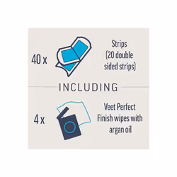 Veet Expert Cold Wax Strips, Hair Removal, Face, Sensitive Skin, 40 Strips each, 4 Finish Wipes, with Almond Oil, Pack of 2
