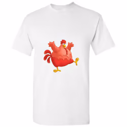 Red Fat Chubby Chicken Bird Cock Cartoon Art White Men T Shirt Tee Top - L