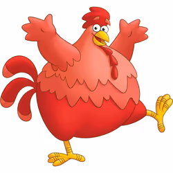 Red Fat Chubby Chicken Bird Cock Cartoon Art White Men T Shirt Tee Top - XL