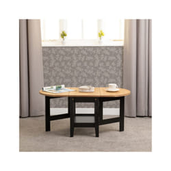 Santos Drop Leaf Coffee Tables Waxed Pine - Black/Distressed Waxed Pine