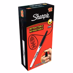 Sharpie Retractable Permanent Marker Fine Tip - Black (Pack of 12)