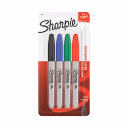 Sharpie Permanent Markers, Fine Point, Black, Blue, Green, Red, Fine tip, Multicolour, Plastic, AP, Metal, Paper, Plastic