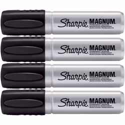 Sharpie 44001 Oversized Chisel Tip Extra Wide Magnum Permanent Marker (4 Pack)  Black  Sturdy Extra-wide Felt Chisel Tip  Qui ...