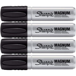 Sharpie 44001 Oversized Chisel Tip Extra Wide Magnum Permanent Marker (4 Pack)  Black  Sturdy Extra-wide Felt Chisel Tip  Quick-drying Ink is Fade-and