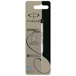 Parker QuinkFlow Medium Tip Ball Pen Refill - Black, Blister Pack of 1