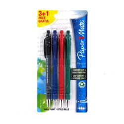 Papermate FlexGrip Ultra 3+1 Black, Blue, Green, Red Clip-on retractable ballpoint pen Fine/Medium 4 pc(s)