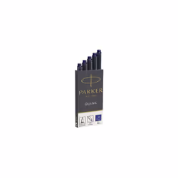 Parker Quink Fountain Pen Refills, Long Cartridges, Blue Ink, Blister Pack of 5