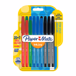 Papermate InkJoy 100 Cap 1.0 mm Medium Tip Capped Ball Pen - Assorted Standard Colours (Pack of 20 Plus 7)