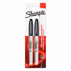 Sharpie Permanent Markers, Fine Tip - Black, Pack of 2