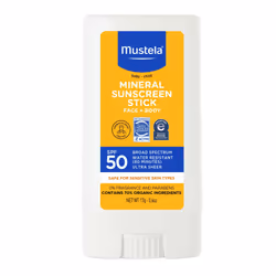 Mustela Baby Mineral Sunscreen Stick SPF 50 Broad Spectrum - Face & Body Sun Stick with 70% Organic Ingredients - Ultra Sheer ...