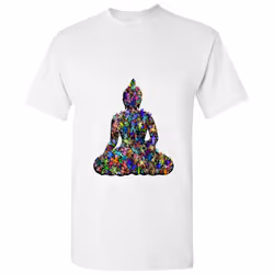 Sitting Rulai Buddha Statue Peace Flower White Men T Shirt Tee Top - S