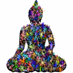 Sitting Rulai Buddha Statue Peace Flower White Men T Shirt Tee Top - S