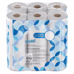 Presto! Toilet Roll, 3-ply Quilted, Velvety Soft, 18 Rolls (1 Pack of 18), 200 Sheets per Roll