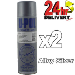 U-Pol Power Can ALLOY WHEEL SILVER Paint 500ml x 2 Car Spray Aerosol