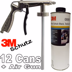 12 x 3M Car Body Schutz Black Underseal 1lt 1lt 08861 + Underbody Coating Gun