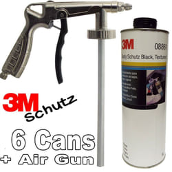 6 x 3M Car Body Schutz - Black Underseal + Underbody Coating Gun 08861