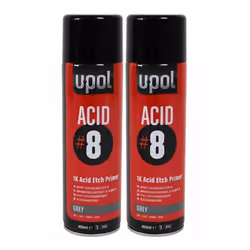 U-Pol Acid 8 1K Etch Primer 450ml x2 Aerosol Paint Fast Drying Aluminium Upol