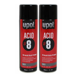 U-Pol Acid 8 1K Etch Primer 450ml x2 Aerosol Paint Fast Drying Aluminium Upol
