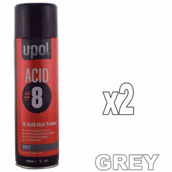 U-Pol Acid 8 1K Etch Primer 450ml x2 Aerosol Paint Fast Drying Aluminium Upol
