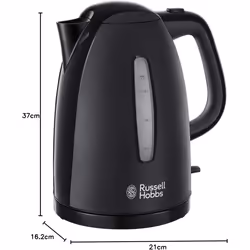 Russell Hobbs Textures Electric 1.7L Cordless Kettle (Fast Boil 3KW, Black premium plastic, matt & high gloss finish, R