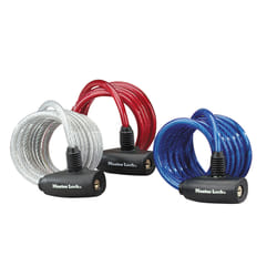 MASTER LOCK 1,8m long x 8mm diameter keyed cable lock; assorted colours