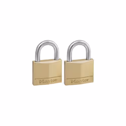 140EURT Pack of 2 Key Padlocks with Brass Body, Gold, 6 x 4 x 1,3 cm