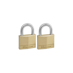 140EURT Pack of 2 Key Padlocks with Brass Body, Gold, 6 x 4 x 1,3 cm