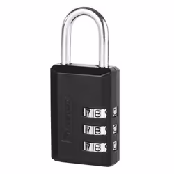 MASTER LOCK 30mm wide set-your-own combination padlock; black, Luggage combination lock, Backpack, Duffel bag, Locker, Luggag ...