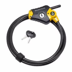 MASTER LOCK 1,8m long x 10mm diameter Python adjustable locking cable; black and yellow, 1.8 m, Key, Steel, Black, Yellow