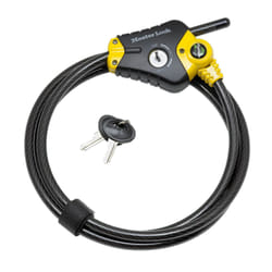 MASTER LOCK 1,8m long x 10mm diameter Python adjustable locking cable; black and yellow