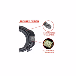8190EURDPRO Bike Cable Lock, Black, 1.80 m x 12 mm