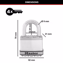 Masterlock Excell Laminated Steel Padlock 50mm Standard - Additional view 4