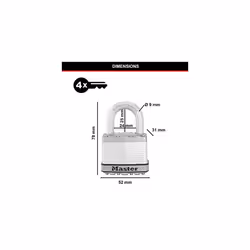 Pack of 2 Very High Security Padlocks, Security level 9/10, Outdoor, Keyed, Laminated Steel, Weatherproof, Standard - Additional view 4