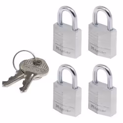 MASTER LOCK 20mm wide solid aluminium body padlock; 4-pack