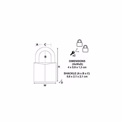 9140EURT Pack of 2 Key Padlocks in Aluminium, Grey, 4 x 5.9 x 1.3 cm