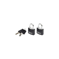Master Lock 9120TBLK Aluminium Black Vinyl Cover 20mm Padlock 3 Pin - Keyed Alike x 2