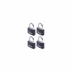 Master Lock 9140QBLK Aluminium Black Vinyl Cover 40mm Padlock 4 Pin - Keyed Alike x 4