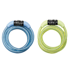 MASTER LOCK 1,2m long x 8mm diameter fixed combination cable lock; assorted colours